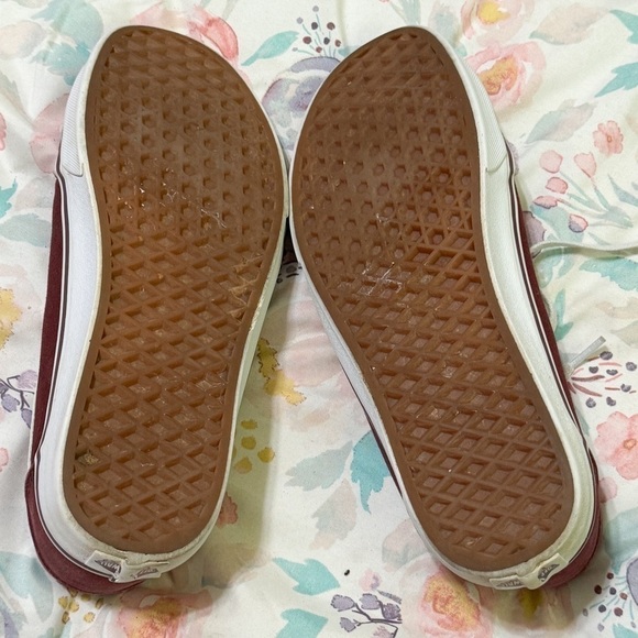 Maroon White Old School Sneakers Van Women Size 9.5 - Picture 6 of 16